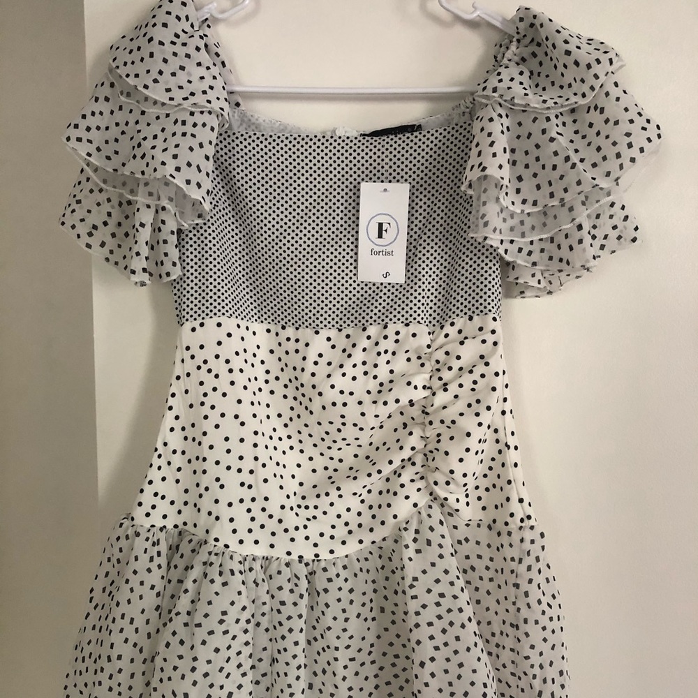 Black and white mini dress